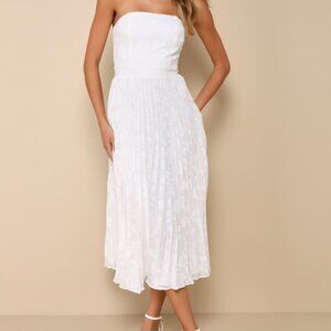 Lulus Perfectly Stunning Ivory Jacquard Strapless Midi Dress White - Size XXL